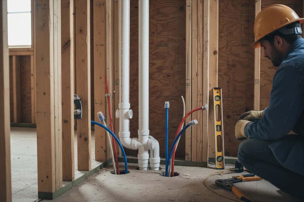 Drain and supply rough-in during Leak Detection in Romance